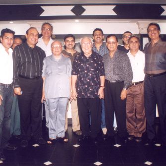 The Indian Motion Picture Distributors Association (IMPDA) Executive Committee Members with NNS celebrating his 20th year as President